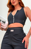Top Cropped Lili Nadador com Zíper em Poliamida