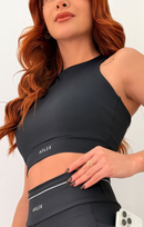 Top Cropped Barbara Costas Cruzadas em Poliamida