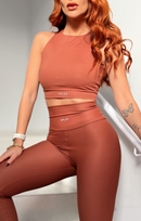 Top Cropped Barbara Costas Cruzadas em Poliamida