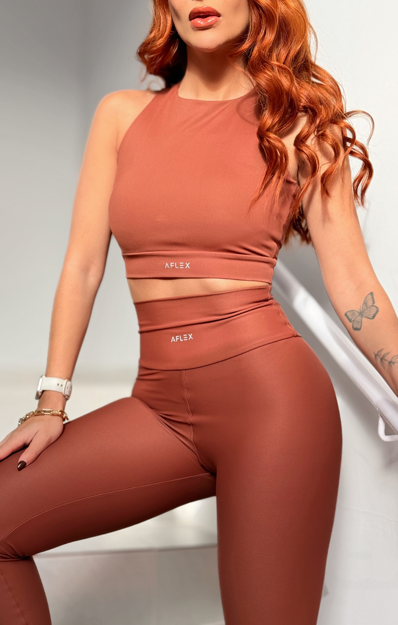 Top Cropped Barbara Costas Cruzadas em Poliamida