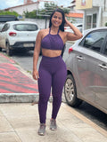 Conjunto Gaia Mini Tranci Calça Legging Alta Compressão+Cropped Cortininha em Poliamida