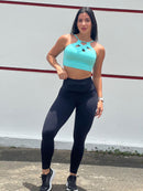 Calça Legging Poliamida com Recorte Pochete com Zíper