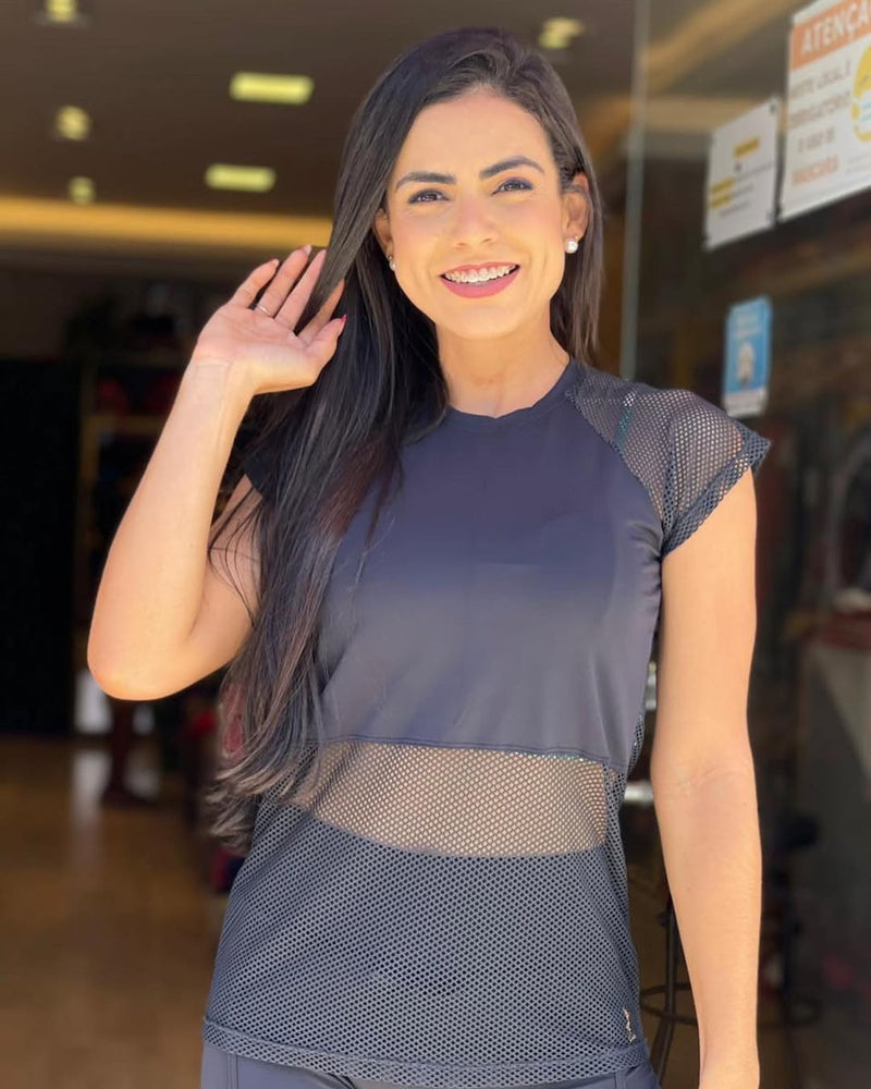 Camisa Tule Transparência em Poliamida