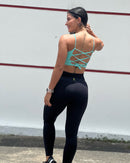 Calça Legging Poliamida com Recorte Pochete com Zíper