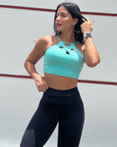 Calça Legging Poliamida com Recorte Pochete com Zíper