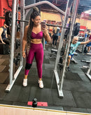 Conjunto Sculpt Cirré Metalic Calça Legging Alta Compressão+Cropped em Poliamida