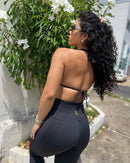 Conjunto Gaia Mini Tranci Calça Legging Alta Compressão+Cropped Cortininha em Poliamida