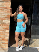 Conjunto Atena Cirré Feline Shorts Alta Compressão+Cropped Alcinha em Poliamida