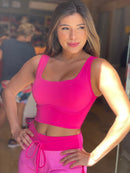 Cropped Julia Liso Efeito Sutiã em Poliamida