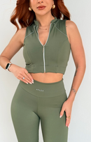 Top Cropped Aruna Nadador com Zíper em Poliamida