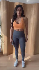 Calça Legging Poliamida com Recorte Pochete com Zíper