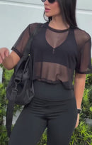 Cropped Poliamida em Tule