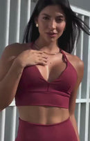 Conjunto Zoe Grid Calça Legging Alta Compressão+Cropped Detalhes Argolinha em Poliamida