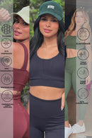 Conjunto Olívia Canelado Calça Legging Alta Compressão+Cropped em Poliamida