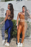 Conjunto Lorrane Cirré Calça legging+Cropped em Poliamida